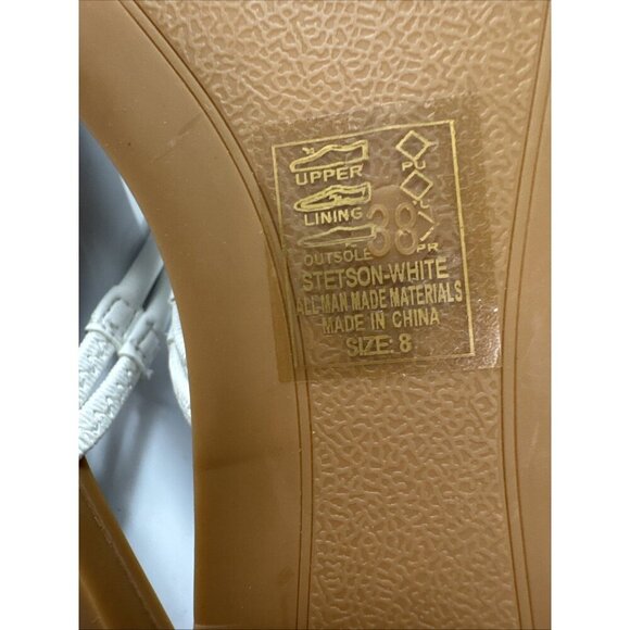 Azalea Wang Women's 8 Stetson White Slip On Square Toe Knot Sandals New 0188 - Picture 14 of 15